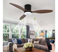 Ventilateur de plafond moderne de 107 cm (42 pouces) avec télécommande, éclairage LED à intensité variable, minuterie 6 vitesses, moteur CC, idéal pour chambre/salon. Style lustre/ventilateur - Finit