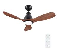 Ventilateur de plafond Newday 116 cm blanc avec lumière LED dimmable, télécommande silencieuse, 3 pales inversibles,