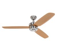 Ventilateur de plafond Night Flight Chrome / Hêtre Chrome / Nickel brossé