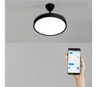 Ventilateur de plafond Noir WIND CLEAR STUDIO 40W silencieux avec pales rétractables et lumière LED Noir G