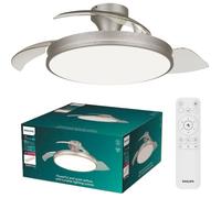 Ventilateur de plafond - Philips - Atlas - Pales rétractables - Diamètre 106 cm - Nickel - LED intégrée + télécommande