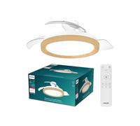 Philips Ventilateur de plafond Bliss – pales rétractables, Ø106 cm, bois, LED, télécommande