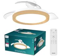 Philips Ventilateur de plafond Bliss – pales rétractables, Ø106 cm, bois, LED, télécommande
