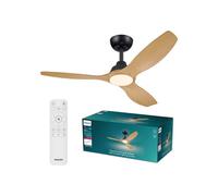 Philips Ventilateur de plafond Olas 132 cm – Pales fixes, LED intégrée, télécommande Noir/Bois