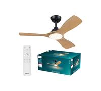 Ventilateur de plafond - Philips - Olas - Pales fixes - Diamètre 106 cm - Noir/Bois - LED intégrée + télécommande