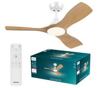 Ventilateur de plafond - Philips - Olas - Pales fixes - Diamètre 106 cm - Blanc/Bois - LED intégrée + télécommande