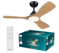 Ventilateur de plafond - Philips - Olas - Pales fixes - Diamètre 106 cm - Noir/Bois - LED intégrée + télécommande