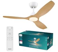 Philips Ventilateur de plafond Olas – LED intégrée 35 W, télécommande, Ø132 cm Blanc/Bois