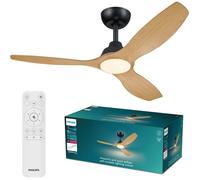 Ventilateur de plafond - Philips - Olas - Pales fixes - Diamètre 132 cm - Noir/Bois - LED intégrée + télécommande