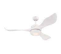 Ventilateur de Plafond d'Intérieur Westinghouse Lighting Pierre de 132 cm en Blanc avec Télécommande d'éclairage et de Ventilateur, Luminaire LED à Intensité variable, Verre Opale Dépoli, Moteur Cc