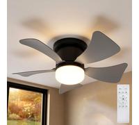 Ventilateur de plafond Hines Noir-Gris avec LED GLOBO