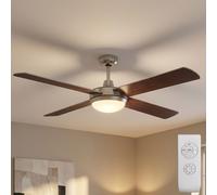 Ventilateur de plafond avec lumière, télécommande incluse, 3 vitesses de marche avant-arrière Pales réversibles 132 cm