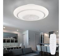 Ventilateur de plafond avec lumière et télécommande Lampe de plafond Ventilateur Plafonnier Effet d'étoile Lumière du jour, CCT, métal, blanc, 1x LED 24 Watt 1400 lm 3000-6000, D 60 cm