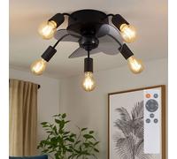 Ventilateur de Plafond Plafonnier Télécommande Vor Rendements Minuteur Noir LED