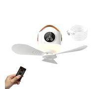 Ventilateur de plafond portable,4 Vitesses 7200 mAh Avec Lumière Et Télécommande | Ventilateur de Plafond pour Tente Camping - Pour Patio Garage Camping-Car Terrasse Auvent Chambre Extérieur