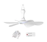Ventilateur de plafond portable avec ventilateur de camping silencieux suspendu à 4 niveaux à 4 niveaux la tempête vitesse et fil long 6 lames pour la plane RV Cauvet, plafond ten