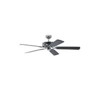 Ventilateur de plafond Potkuri de Pepeo sans éclairage, en acier, pâles réversibles noires / noires rayées, 132 cm