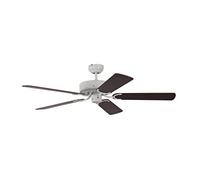 Ventilateur de plafond Potkuri de Pepeo sans éclairage, blanc laqué, pâles réversibles acajou / osier, 132 cm