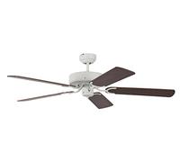 Ventilateur de plafond Potkuri de Pepeo sans éclairage, blanc laqué, pâles réversibles noyer / osier, 132 cm