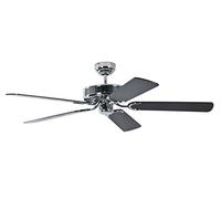 Ventilateur de plafond Potkuri de Pepeo sans éclairage, en acier, pâles réversibles noires / noires rayées, 132 cm