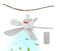Ventilateur de plafond pour camping, tonnelle, télécommande, batterie longue durée et rechargeable USB, vitesse réglable pour terrasse, tente et voyage
