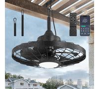 Ventilateur de plafond pour extérieur avec lumière et télécommande IP65 étanche IP65 Lampe LED avec ventilateur pour jardin terrasse Intensité variable Silencieux Plafonnier rétro avec éclairage pour