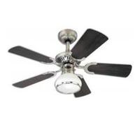 72415 Ventilateur de plafond d'intérieur à cinq pales et une lampe Princess Radiance II de 90 cm, finition en étain foncé / chrome avec verre dôme