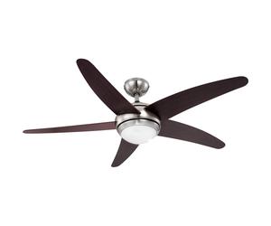 Ventilateur de plafond, refroidisseur de pièce, plafonnier, ventilateur de lampe de salon avec télécommande, marron argent, 3 vitesses, 1x E14, 132 cm