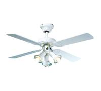 Ventilateur de plafond réversible FARELEK MALDIVES - Ø 107 cm, 4 pales laquées blanc + éclairage 3 spots 40 W E14