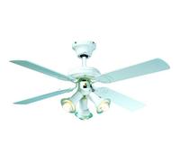 FARELEK - MALDIVES Ø 107 cm - Ventilateur de plafond réversible, 4 pales laquées blanc + éclairage 3 spots 60 watts E14 - 112615