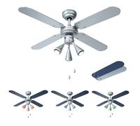 Ventilateur de plafond RGB LED Interrupteur à tirette Ventilateur avant-arrière Pales réversibles, spots mobiles, télécommande dimmable, 3x 4,8W 420Lm blanc chaud, D 102 cm