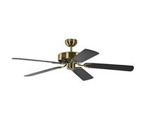 Ventilateur de plafond sans éclairage Potkuri Laiton Antique, lames réversibles Noir ou Noir rayé, 132 cm