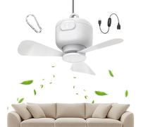 Ventilateur de plafond sans fil - ventilateur à airsoft portable avec lumière, éclairage ventilateurs de plafond à 3600 mAh à distance - ventilateurs de camping télécommandés sans fil | Crochet pour