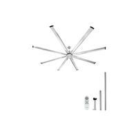 Ventilateur De Plafond Sans Lumière 243cm 54W Télécommande 6 Vitesses 8 Pales