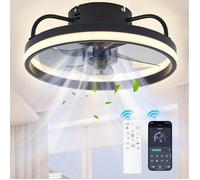 Ventilateur de plafond silencieux 50 cm avec lumière LED 4400 lm, télécommande et 6 vitesses - 55 W, noir