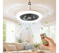 Ventilateur de plafond silencieux avec lumière et télécommande, 3 vitesses de ventilateur et 3 modes d'éclairage, double baïonnette B22 et culot à vis E27, ventilateur combiné pratique pour chambre à