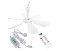 Ventilateur de Plafond Silencieux avec Télécommande, Synchronisation, 4 Vitesses pour Camping, Lit Dortoir, Tente, 6 Feuilles，3.8m