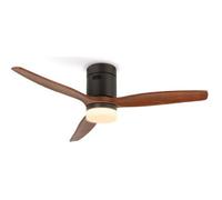 Ventilateur de plafond silencieux - Create - Avec lumière - Ø132cm - Noir / Effet bois foncé
