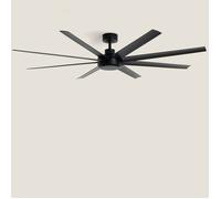 LEDKIA LIGHTING Ventilateur de Plafond Hidra Noir sans Lumière, Moteur DC Silencieux 43W, 8 Pales, 6 Vitesses, 165 cm, 48 dB, Télécommande, Salon Moderne et Loft