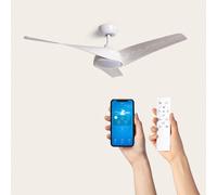Ventilateur de Plafond Silencieux Eubea 132cm Motor DC Avec Lumière Contrôleur mural + télécommande Bois blanc Bois Blanc Oui