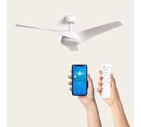 Ventilateur de Plafond Silencieux Eubea 132cm Motor DC Sans Lumière Contrôleur mural + télécommande Blanc Blanc Oui