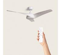 Ventilateur de Plafond Silencieux Eubea 132cm Motor DC Sans Lumière Contrôleur mural + télécommande Bois blanc Bois Blanc Non