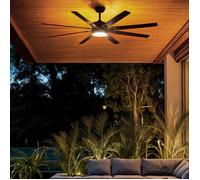 Ventilateur de Plafond Silencieux Hidra Noir 165cm Motor DC, N/A, Télécommande, Avec lumière, WIFI: False