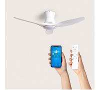 Ventilateur de Plafond Silencieux Salamina Blanc 132cm Motor DC, Blanc, Télécommande, Avec lumière, WIFI: True