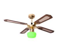 Ventilateur de plafond Smart LED dimmable Lampe de plafond, commande vocale App, changement de couleur RGB, été hiver, interrupteur à tirette 3 positions, verre opalin, MDF brun, 5W 470lm blanc chaud-