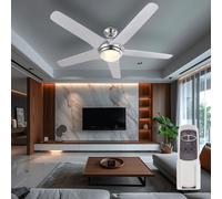 Ventilateur de plafond avec éclairage LED 20W télécommande pales 3 vitesses chrome blanc Globo 0345 