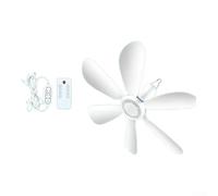 Ventilateur de plafond USB avec télécommande et 6 pales pour tente de camping, dortoir, circulateur silencieux avec paramètres réglables, design léger blanc pour une utilisation en intérieur et