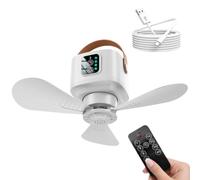 Ventilateur de plafond, ventilateur extérieur, 3600 mAh, éclairage rechargeable avec télécommande pour camping, tonnelle, garage, terrasse, pergola, maison, chambre, résidence, travail, accessoire