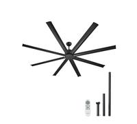 VEVOR Ventilateur de plafond 214 cm – 8 pales aluminium, Moteur CC, Télécommande 6 vitesses – Noir