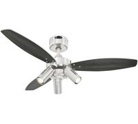 Ventilateur de plafond Westinghouse Jet Plus (Ø x H) 105 cm x 370 mm Couleur des pales: wengé, argent Couleur du boîtier (détails): nickel (brossé)